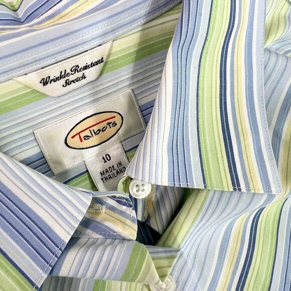 Talbots Button Up Shirt Womens 10 Multicolor Long Sleeve Wrinkle Resistant - Picture 3 of 9